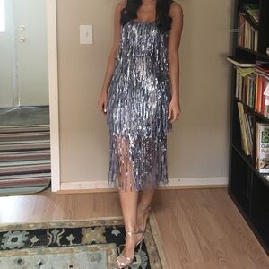 Elegant Purple Fringe Dress